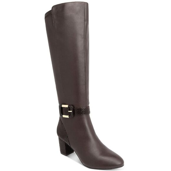 KAREN SCOTT Shoes - KAREN SCOTT Womens Brown Isabell Almond Toe Block Heel Zip-Up Heeled Boots 5.5 M
